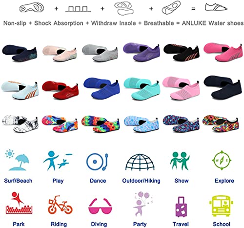 Image of ANLUKE Water Shoes for Women Men Quick-Dry Swim Shoes for Pool & Beach | Breathable knit upper with a flexible barefoot feel; ideal for pool, beach, swim, yoga or slippers.