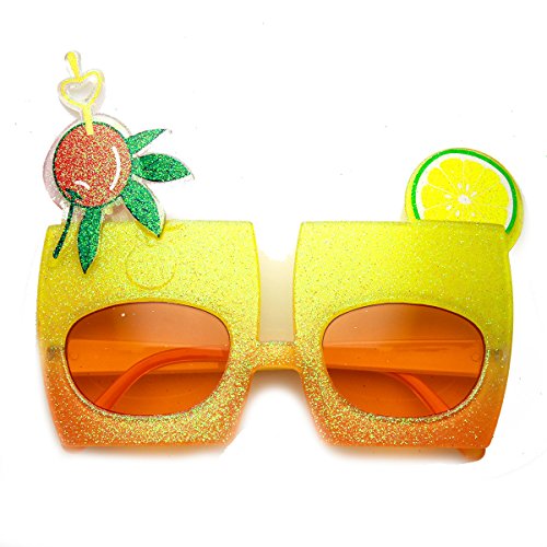 zeroUV Cherry Cocktail Mix Drink Party Favor Celebration Novelty Sunglasses (Yellow-Orange Orange)