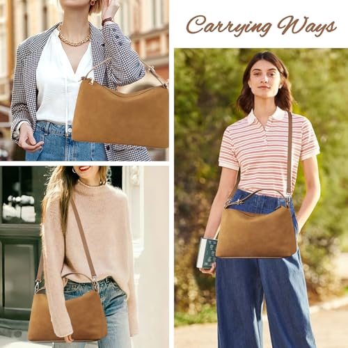 Bolso Tote de gamuza marrón para mujer miniatura 6
