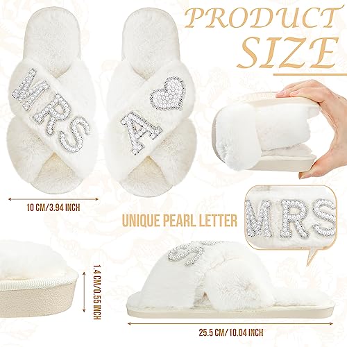 Image of Xtinmee Personalized Initial Wedding Bride Slipper Mrs Pearl Letter Makeup Bag Bachelorette Party Bridal Shower Wedding Gifts(A)