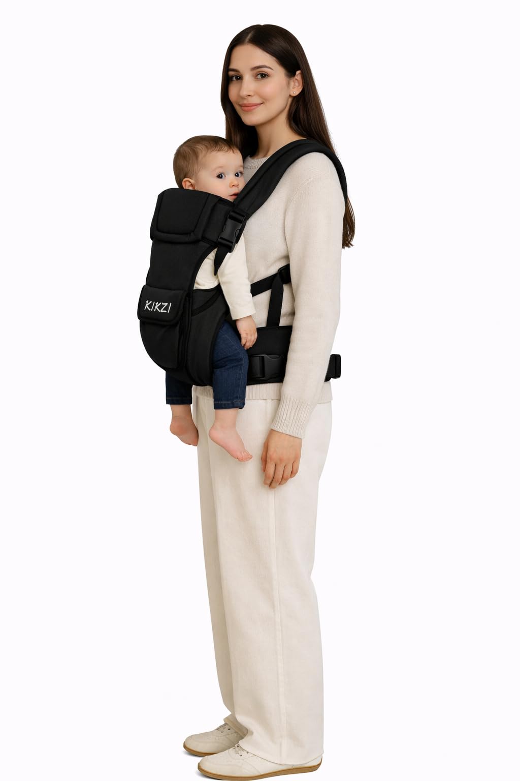 Kikzi Ergonomic Strong Breathable Adjustable Infant Baby Carrier Backpack (Black) — view 3