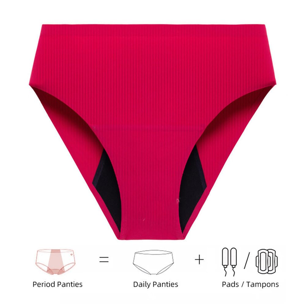 Bragas Menstruales para Mujer Bragas absorbentes a Prueba de Fugas de Cintura Media Ropa Interior Menstrual Bragas de algodón Con Protección para El Período Paquete de 5 Multicolor 4Xl