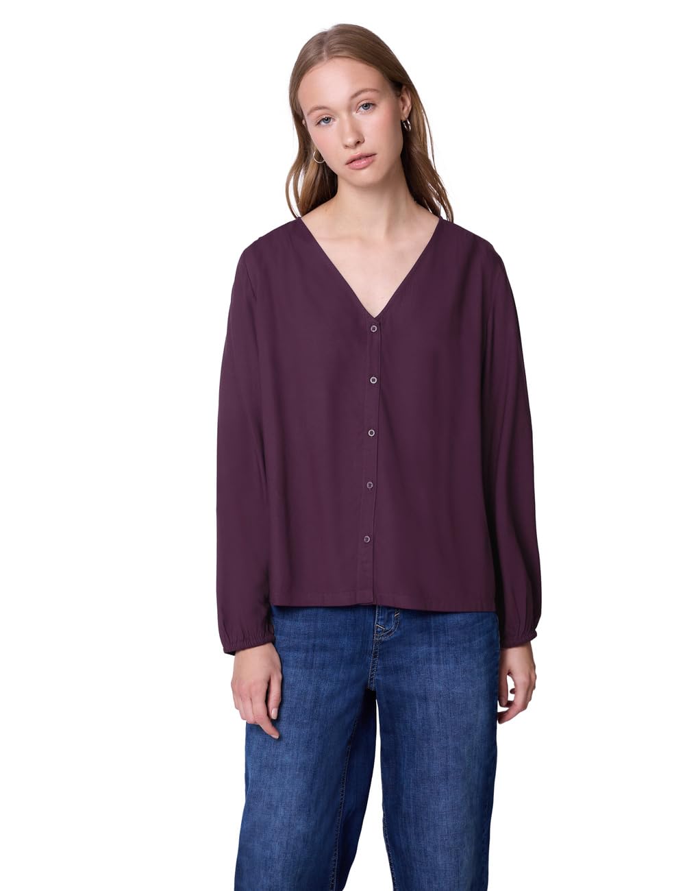 Street One Studio Damen V-Neck Bluse mit Knöpfen