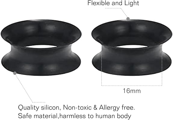 KBNIAN 8 paar siliconen tunnels zwart silicone double flared oorpiercing expander, dunne oorpiercing, expander, flesh, oortunnel, plug in 8 maten (6-20 mm