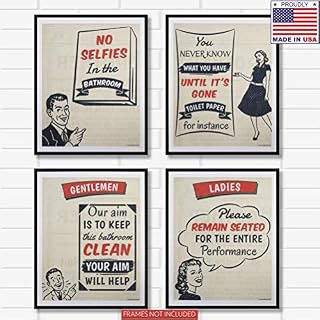 Funny Bathroom Decor Pictures. Set of 4 Unframed Art Prints Signs with Sayings