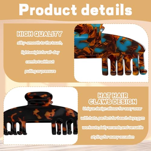 Pinza para cabello Hat Claw Clip, clip para sombrero para mujeres, set de tres pinzas grandes con agarre antideslizante, tamaño 10.5 cm miniatura 3