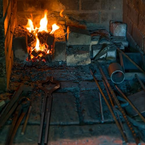 Image of 2PCS Z V-Bit Blacksmith Tongs & Hammer Set for Knife Making, Heavy Duty Forging Tongs and Blacksmithing Hammer Kit for Bladesmith Anvil Tools
