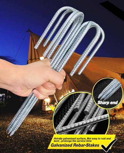 Bodenanker-Heringe Verzinkt - 8 Stück Erdanker Bodenanker - 30CM Stabil Zeltheringe Stahl Trampolin Befestigung für Garten, Camping, Angeln Abenteuer und Picknick Zelt (8) – Bild 3