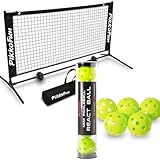 PIKKOFUN React Mini Pickleball Ball -5 Pack Quiet Training Balls & PIKKOFUN Small Mini Pickleball Net 5 ft Bundle