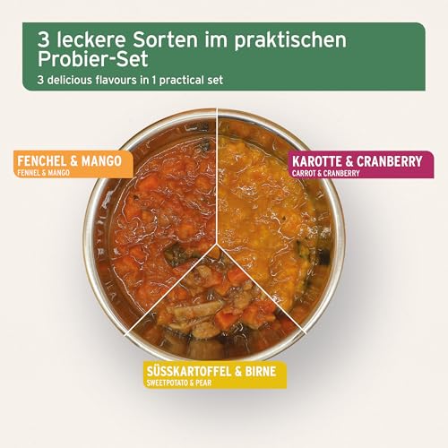 AniForte Barf-Püree - Bio Obst & Gemüse für Hunde 3er Set (3x150 g) - Futter-Topping zum Barfen, natürliche Barf Ergänzung