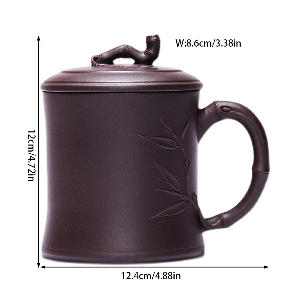 Matcha-Becher Handgemachte Tasse aus lila Ton, Teetasse mit Deckel, Büro-Teeservice for Herren, 380 ml Teeservice Tee-Ei Becher