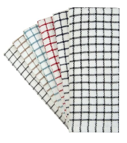 Image of Bumble Kitchen Towels (6 Pack) | 16 inch x 28 inch | 100% Cotton Kitchen Towels | 385 GSM | Soft, Highly Absorbent & Durable Dish Towels for Kitchen | Multicoloured Checked