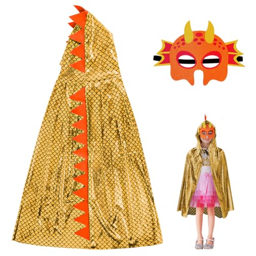 Aomig Disfarce dinossauro para crianças, 2 unidades capa de dinossauro com capuz e máscara dinossauro, capa de disfarce de dragão para crianças para o Halloween carnaval festas cosplay aniversário, B