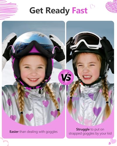 Odoland Kids Ski Helmet with 2-in-1 Visor Goggles for Boys & Girls, Adjustable Snowboard Helmet with Magnetic Buckle Strap for Children Ages 3-12 Skiing & Snowboarding - Image 3
