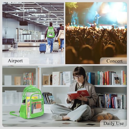 Image of KIMNERPU Clear Backpack, Heavy Duty PVC Transparent Backpack with Reinforced Straps, See Through Multiple Pockets Large Capacity Bookbag for Concert Work Security Travel Festival (Green)