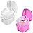 KISEER 2 Pack Colors Denture Bath Case Cup Box Holder Storage Soak Container with Strainer Basket for Travel Cleaning (White and Pink)