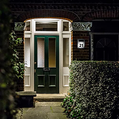 Retoo Hausnummer LED Beleuchtet Edelstahl Individuelle Solar mit Bewegungsmelder und Dämmerungssensor, Solarhausnummer Wetterfest, Edelstahl-Hausnummer IP44, Wandleuchte Rostfrei, 0-9