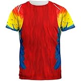 Halloween Scarlet Macaw Parrot Feathers Costume All Over Adult T-Shirt - Medium