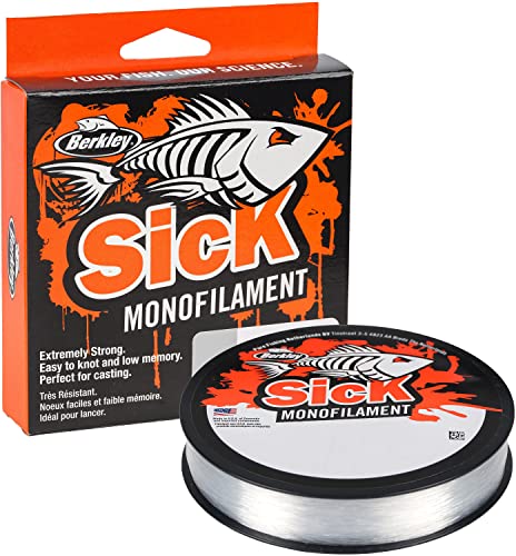 Fil de pêche Berkley Sick Nylon - Monofilament Solide, Peu d'élasticité, Peu de mémoire,...