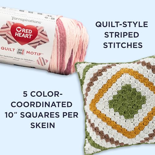 Image of Red Heart All in One Quilt Motif Yarn for Crocheting, Authentic, 3-Pack