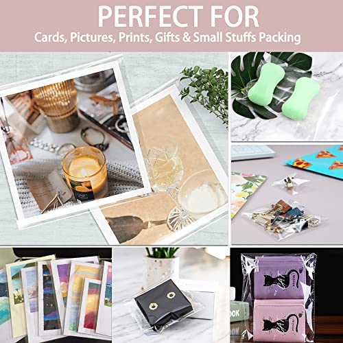 Clear Self-adhesive Bags 100 Pack, 5X7 Inches Self Sealing Cellophane Display Bags/Sealable Bags, Food Safe, Cello Bags OPP for Cookies,Cards,Envelopes,Pictures (13.5 * 18cm) - Image 5