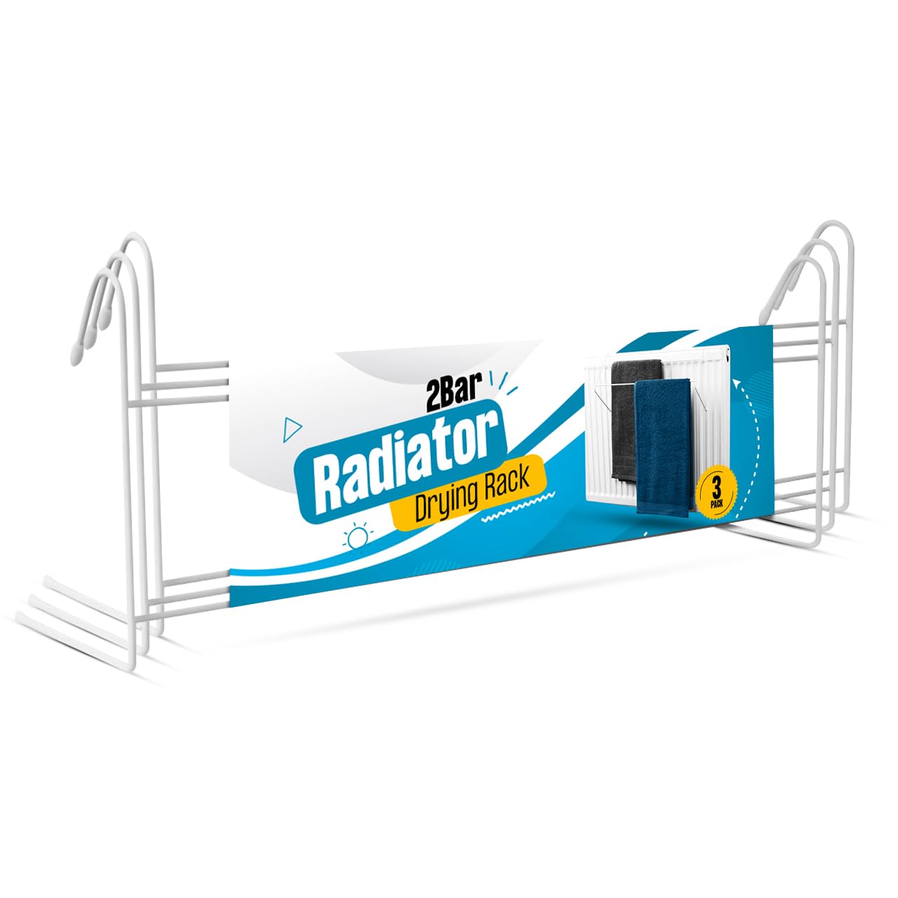 Tradexone White Pack Of 3 3-Pack Radiator Airer For Drying Clothes, Lightweight Radiator Drying Rack – Space-Saving Clothes Drying Rack - Durable & Sturdy Radiator Clothes Drying Rack For Washing - Clothes Airer (Pack Of 3)