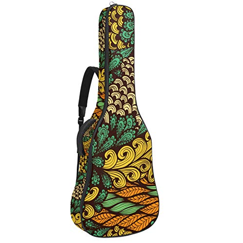 AyuStyle ギターケース 軽量 ギグバッグ ギター エレキギター ソフト ケース リュック型 手提げ 花 渦巻
