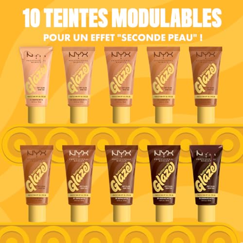 NYX Professional Makeup Fond de Teint Hydratant SPF30 Tenue Longue Durée Jusqu'à 12h 93% d'Ingrédients Soin Formule Vegan Buttermelt Glaze Tint Teinte : Almond Butta 30ml - vue 7