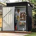 Aoxun 5x3FT Outdoor Shed Metal Storage Shed with Single Slooping Roof Lockable Door Steel Utility Tool Shed Outdoor Storage Garden Shed for Backyard Garden Patio Lawn, Black