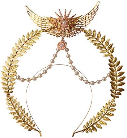 Gothic Crown Halo Crown Sunburst Zip Tie Headband Feather Crown Gold Halo Headband (Gold with Sunburst)