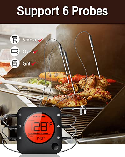 Bfour Meat Thermometer Wireless Bluetooth, Digital Meat Thermometer With Dual Probe, Wireless Remote Bbq Thermometer For Smoker Kitchen Cooking Grill Thermometer Timer For Grilling Bbq Oven Candy #TOP6