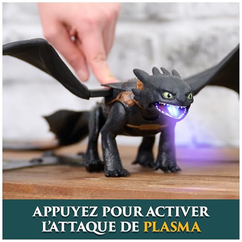 Dreamworks Dragons - Figurine Dragon Krokmou Plasma Blast 38 Cm - Figurine Articulée Interactive Krokmou - Cadeau Enfant - Jouet Enfant 4 Ans Et + Inspiré Du Film How To Train Your Dragon