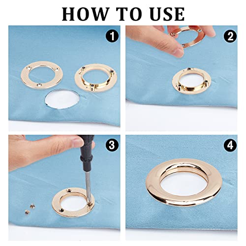 GORGECRAFT 1 Box 4Pcs 1 inch/25.5mm Eyelets Grommets Light Gold Loop Snaps Bag Handle Connector Rings Screw-in Round Findings for DIY Sewing Clothes Leather Crafts Bags Replacement Hardware - Image 4