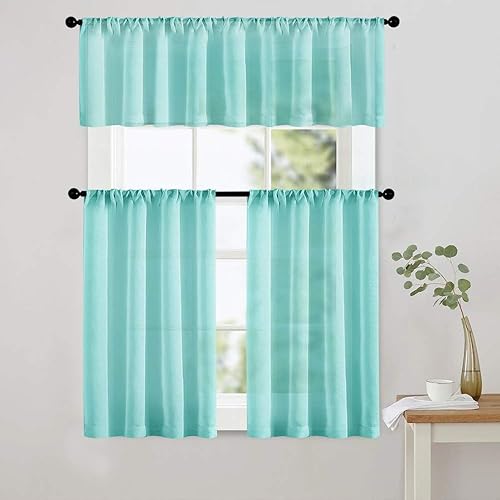 Miniatura 5 de MRTREES Cenefa traslúcida de 54 x 16 pulgadas de largo, cortina transparente para sala de estar, dormitorio, ventana pequeña, con bolsillo para