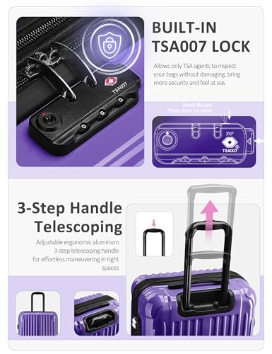 Image of Carry on Luggage 2 Piece(20in /24inch - Airline Approved Suitcases with Spinner Wheels, Built-In TSA Lock,Hard Shell Expandable Suitcases