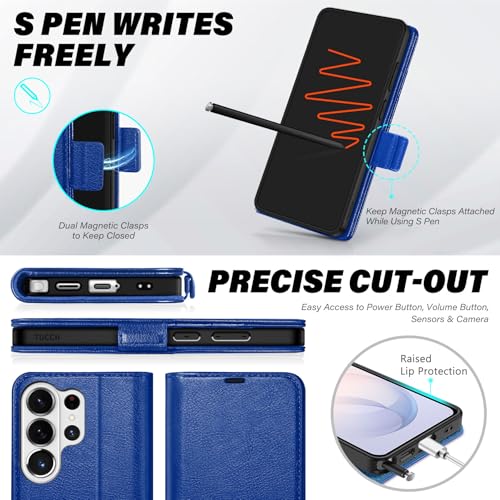 TUCCH Wallet Case for Galaxy S26 Ultra, Magnetic Kickstand RFID Blocking 4 Card Slot Folio PU Leather Protective Flip Cover with TPU Shockproof Inner Case Compatible with Galaxy S26 Ultra, Klein Blue by TUCCH - Image 8