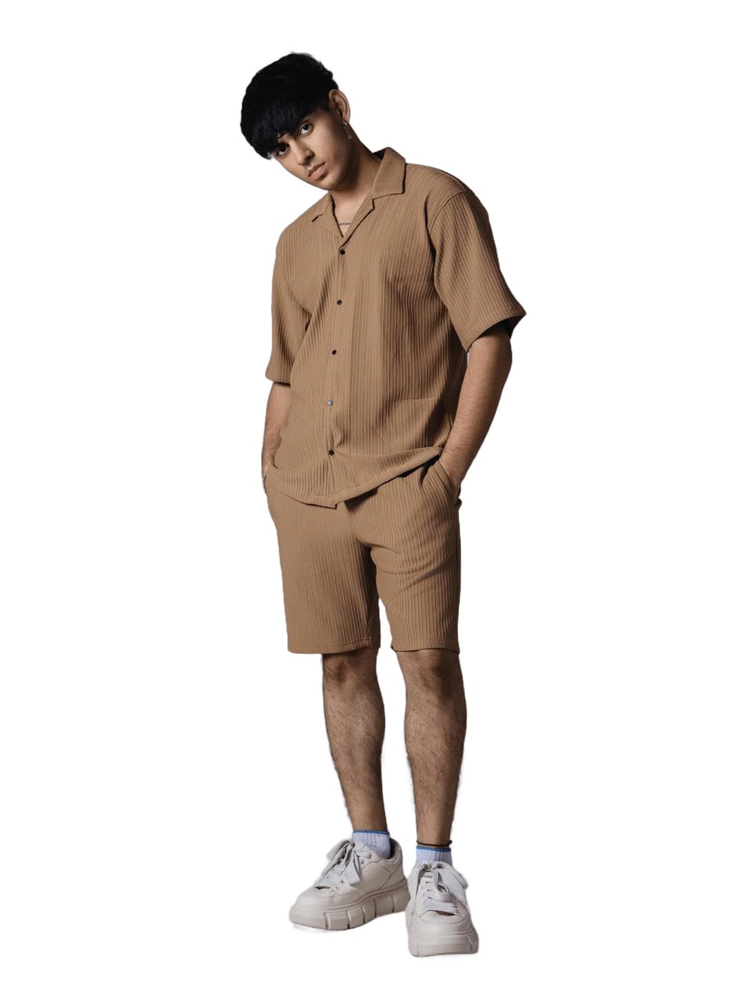 SAND STRIPPED TEXTURED CO-ORD SET| Comfortable & Stylish Clothing | Soft Fabric | Breathable Fit-image-43