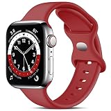 Kompatibel mit Apple Watch Armband - TEFLOTY Ersatz Silikon Sport Armbänder, Ersatz Straps für iWatch Series 8 Ultra SE 7 6 5 4 3 2 1, 38mm/40mm/41mm-S, Damen/Herren, Rosenrot