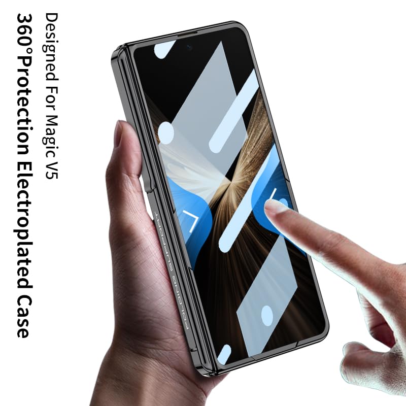 Coque de protection Honor Magic V5 rigide luxe avec finition noire galvanisée chic