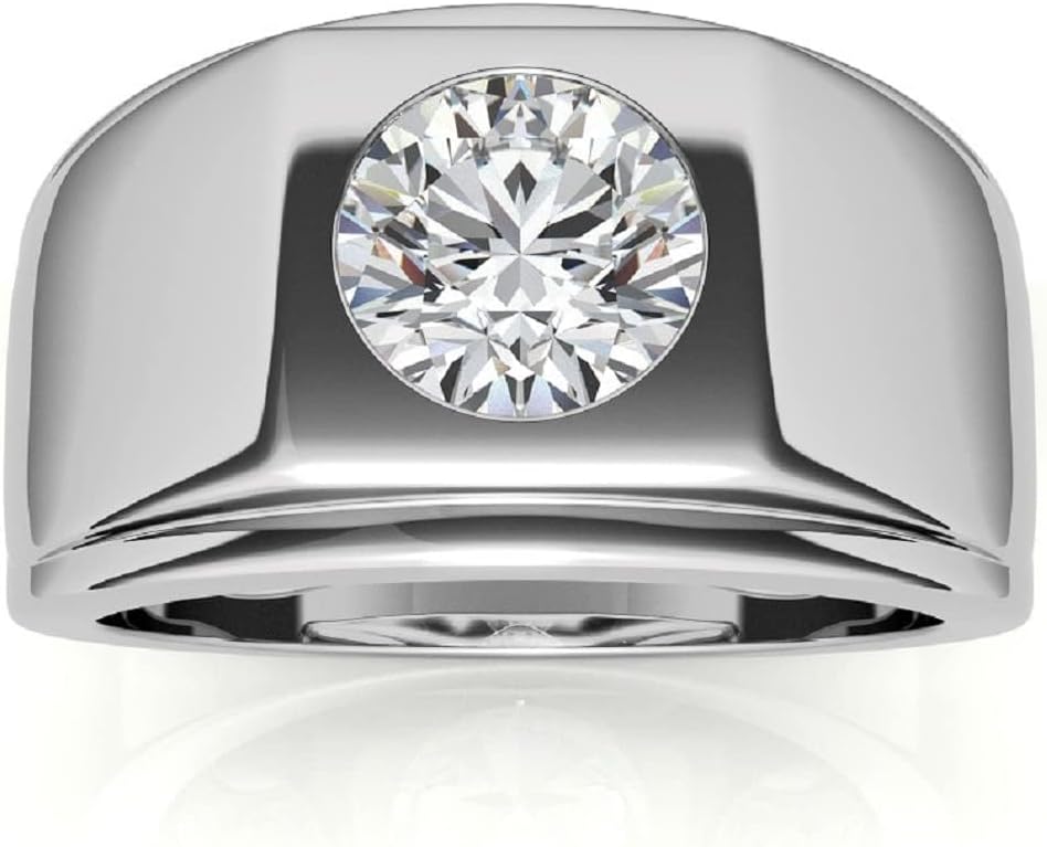 2CT-4CT Round Cut Bridal Ring Solitaire Moissanite Wedding Ring for Men Promise Gifts for Him 925 Silver/10K/14K/18K Gold