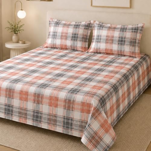 Image of LANE LINEN Symphony 100% Cotton 144TC Double Bedsheet Set, 3 Piece, Printed