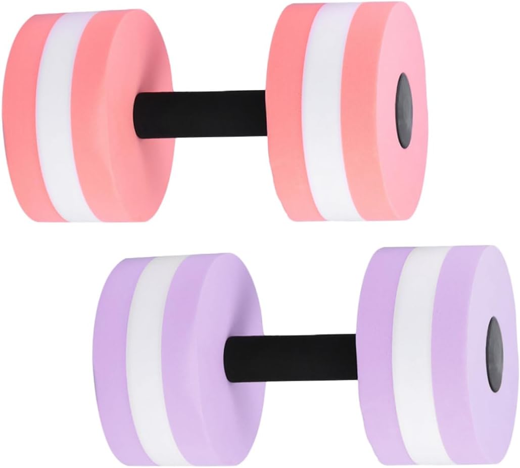 2pcs EVA Floating Dumbbells Water Aerobics Barbell for Swimming Pool Resistance Fitness Exercise Equipment for Men Women Lightweight Water Barbells Random Color Random Color
