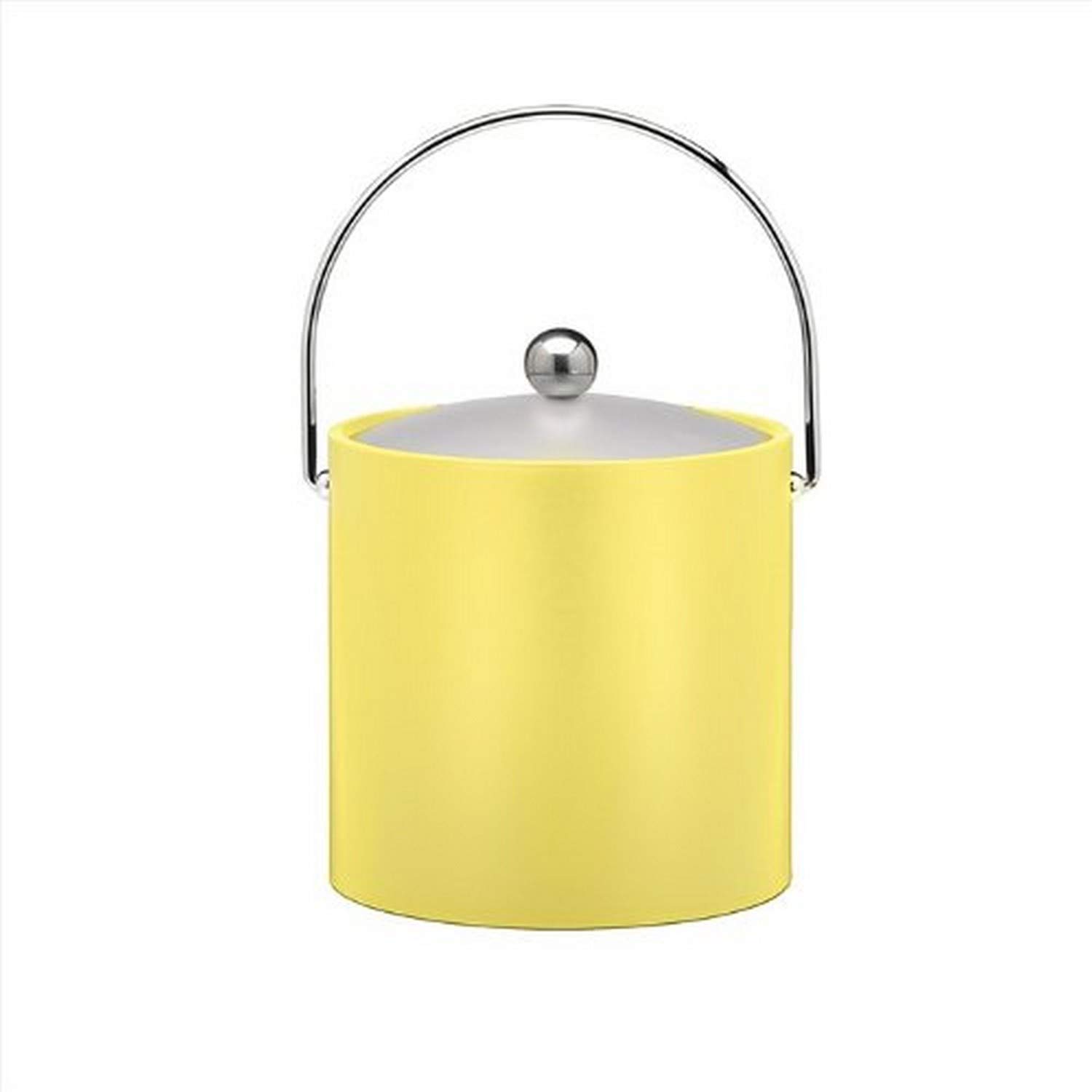 Kraftware Bartenders Choice Fun Colors Collection Ice Bucket 3-Quart, Lemon, Double Wall Construction, Keep Ice Perfectly Chilled, Hotel Ice Bucket, Guest Room Bar Area Ice Bucket, Bale Handle