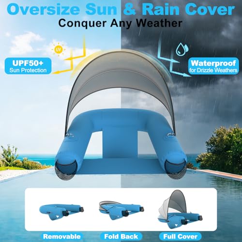 Image of Pool Float with Canopy Adult|UPF50+ Float with Shade|Pool Chair for Lake