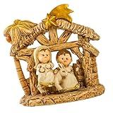 Fpbiagoq Statua Stabile del Presepe Statuine del Presepe Natale Sacra Famiglia Collezionismo Decori Ornamento da Tavolo per Interni Statua in Resina della Sacra Famiglia con Stalla