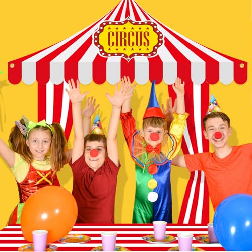 Image of Fanfanwin 4 Pcs Carnival Circus Tent Decorations Carnival Entryway Door Party Decor Awning Hanging Banner Aisle Runners Supply for Circus Theme Birthday Celebration(Classic)