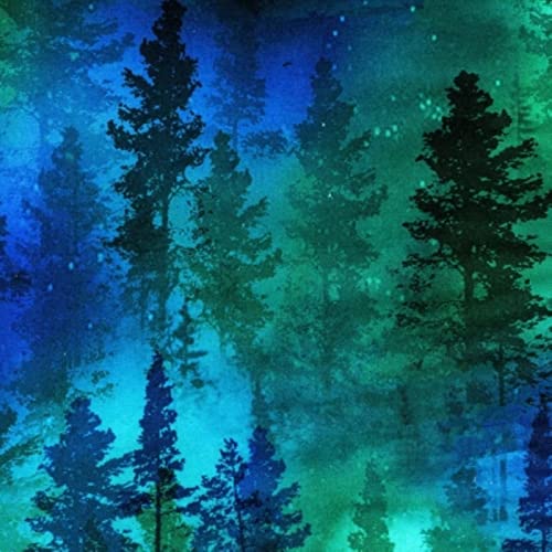 Timeless Treasures 108 Extra Wide Backings CD8960 Green Forest Trees