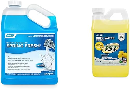 Camco TastePURE - Limpiador y desodorante de sistema de agua dulce de primavera para RV y marina, limpia y refresca las líneas de agua y TST aroma a