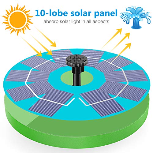AISITIN Fontein op zonne-energie, met 3,0 W, groen zonnepaneel, vijverpomp, waterpomp op zonne-energie, drijvende fonteinpomp met 6 fonteinstijlen voor tuin, vogelbad, visreservoir - Image 8