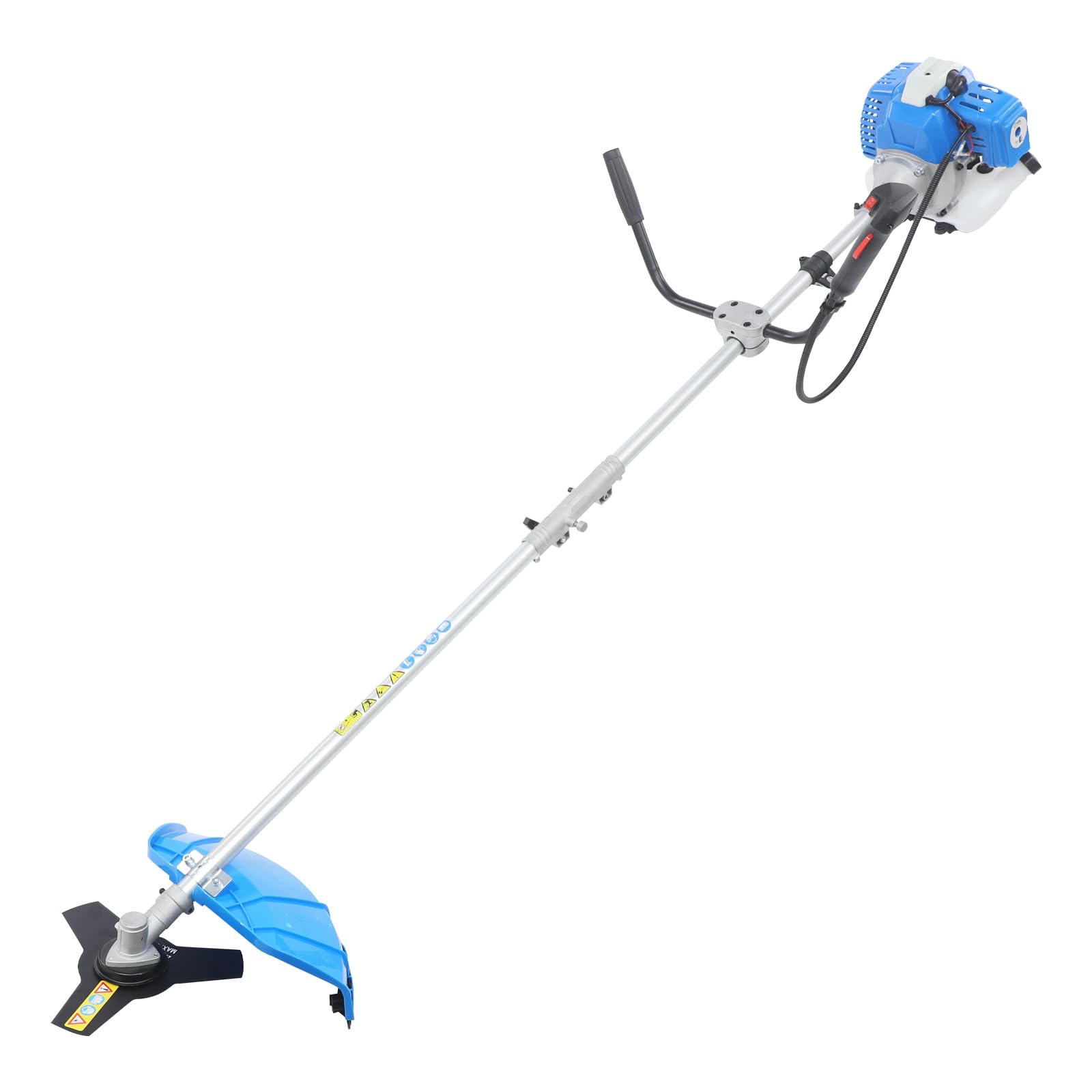 Desbrozadora de gasolina de 25,4 cc, 2 tiempos, con mango largo y correa para el hombro, 7500 W, para patio, jardín, césped (azul)